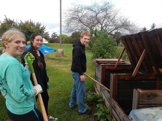 Compost Club students work on their Griswold-Zepp project.